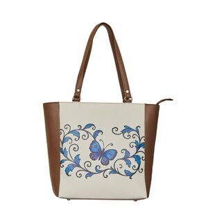 Printed Genuine Leather Shoulder Tote Bag for Ladies–Handbag Purse for Daily Use